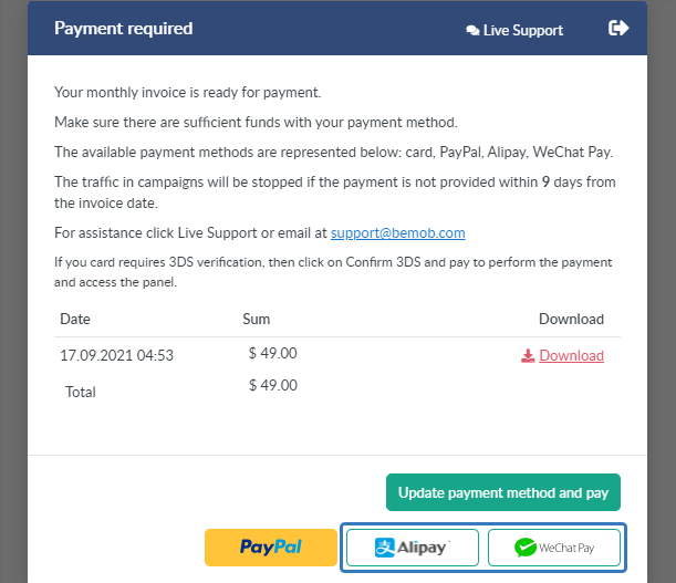 payment method