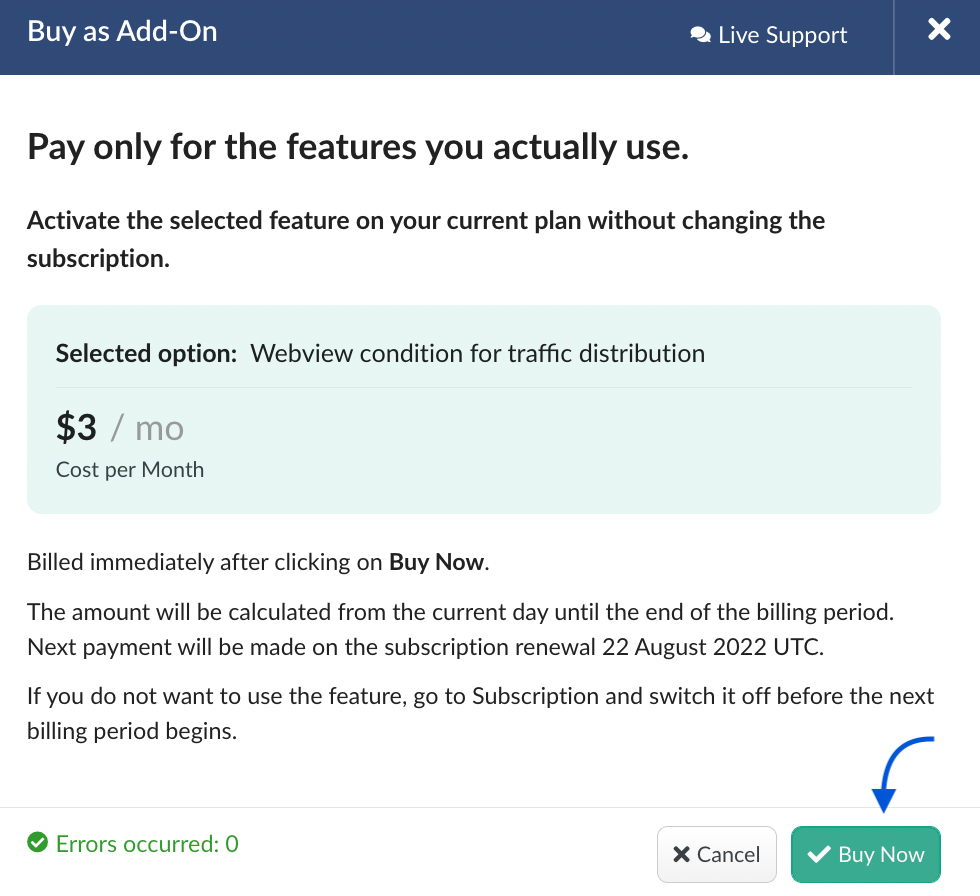 bemob pricing addons